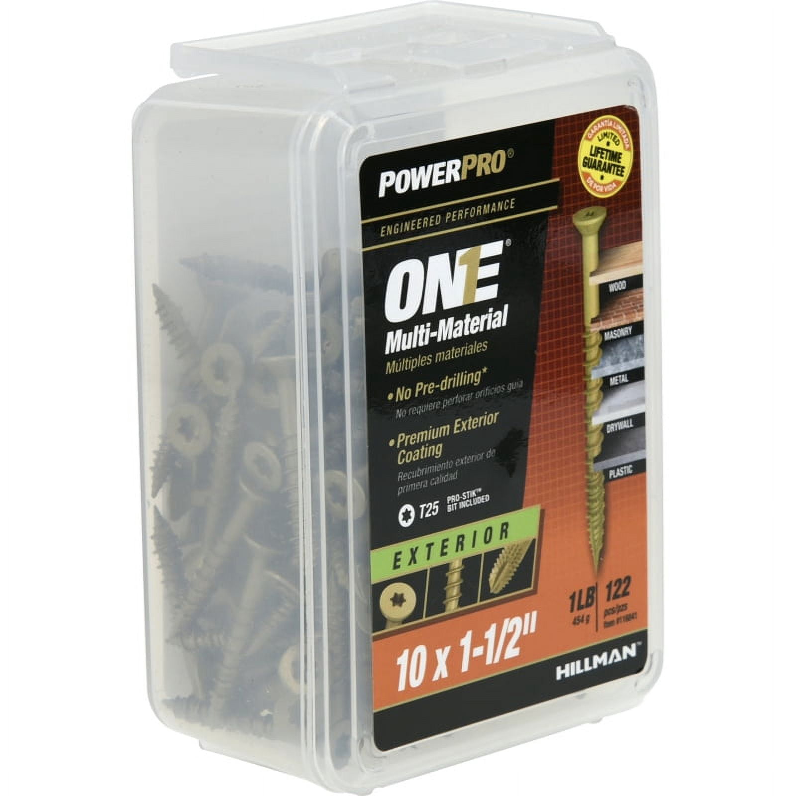 Power Pro One 5012066 No.10 x 1.5 in. 1 lbs Hillman Star Flat Head Bronze Steel Multi-Material Screw - Pack of 122