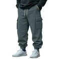 thumbnail image 2 of Mifsaly Cargo Joggers Men with 4 Pockets Drawstring Straight Leg Sweatpants Cozy Casual Baggy Pants Soild Color Going Out Long Trousers Fashion Streetwear Dark Gray M, 2 of 8