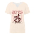 thumbnail image 3 of Wild West Cowgirls Graphic Tees for Women 2026 Summer Casual Short Sleeve V Neck T Shirts, 3 of 3