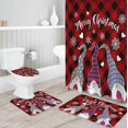 thumbnail image 3 of FMSHPON Christmas Gnome 4 Piece Bathroom Set Shower Curtain Bath Rug Contour Mat and Toilet Lid Cover, 3 of 8