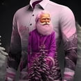 thumbnail image 4 of Camisa cómoda de manga larga con estampado de Papá Noel para uso diario, para salir, otoño e invierno, informal, para hombre, 4 of 5
