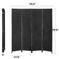 thumbnail image 7 of 4 Panel Room Dividers Foldable Privacy Screen Decorative Indoor Screen 6TF Wooden Office Dividers Partition Wall for Home, Office, Bedroom, Black, 7 of 7