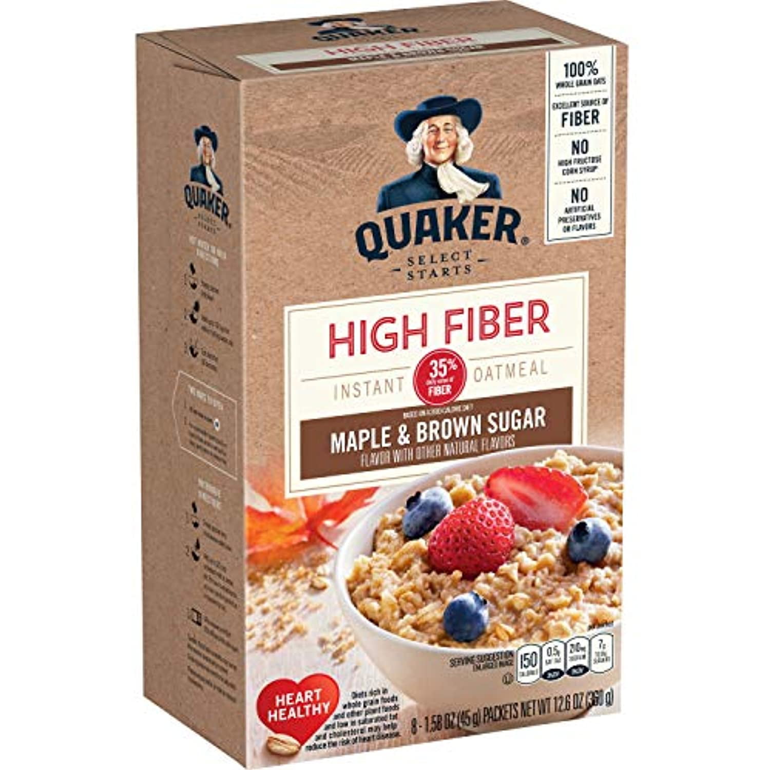 Quaker High Fiber Instant Oatmeal Maple & Brown Sugar (2 Pack