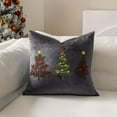 thumbnail image 2 of EazyTech Velvet Christmas Tree Pillow Covers 18x18 Inch Set of 2, Embroidered Holiday Decor Throw Pillow Cover for Sofa Living Room, Gray, 2 of 7