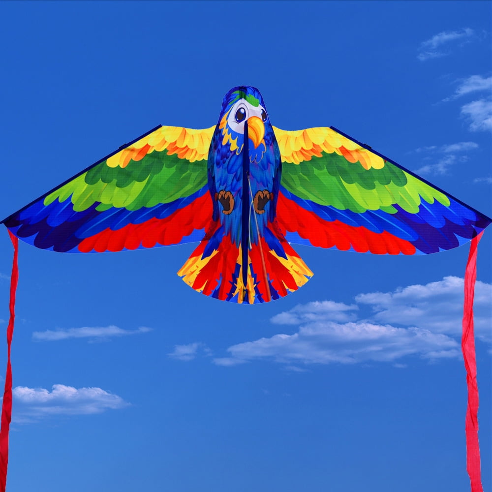 NFTIGB 3-Piece 3D Parrot Kite Set for Kids and Adults Large Colorful Flying Toys for Outdoor Beach Park Games Multi-color Animal Kites with String and Handle Easy to Fly Fun Family Activity Summer