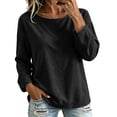thumbnail image 5 of IUYRTFE Women's Cotton Linen Long Sleeve T-Shirt Round Neck Loose Fit Casual Summer Beach Top, 5 of 9