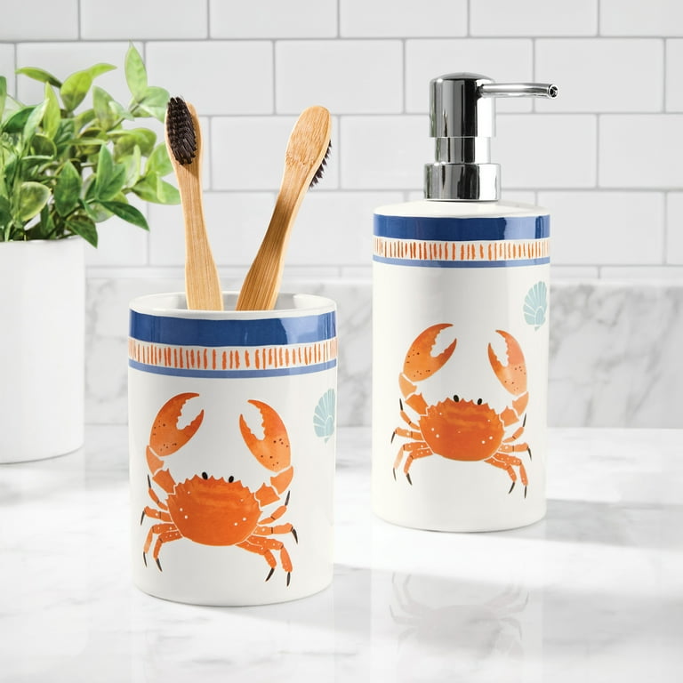 Mainstays Crab 2-piece Ceramic Bath Accessory Set, Includes Soap