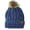 Blue/Denim, variant on Womens Thick Knit Faux Fuzzy Fur Pom Fleece Lined Beanie