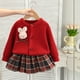 thumbnail image 3 of Conjunto de 2 piezas de suéter rojo y Jk para niñas, trajes de primavera y otoño, vestidos de Navidad para niñas, vestidos de princesa para Año Nuevo para bebés, 3 of 4