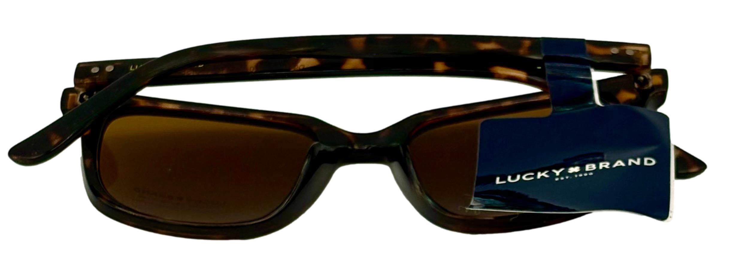 Lucky Brand Mens Tortoise Plastic Rectangle Sunglass, Brown Lens D941