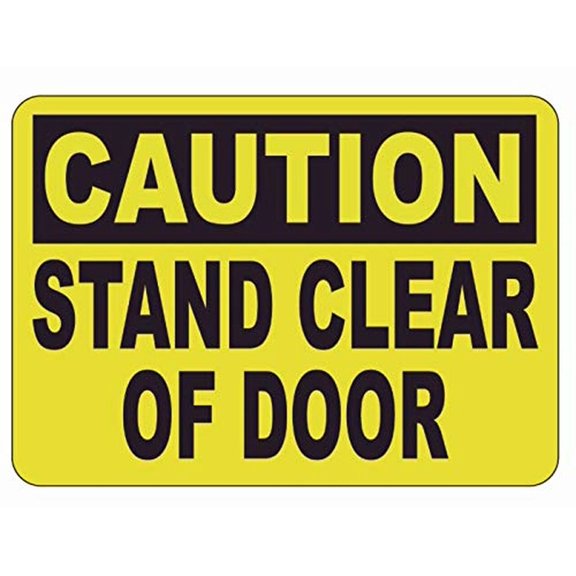 2PCS - Caution: Stand Clear of Door Label Decal Sticker Sign (5X7 INCH, Yellow Backround) (ref-2201)
