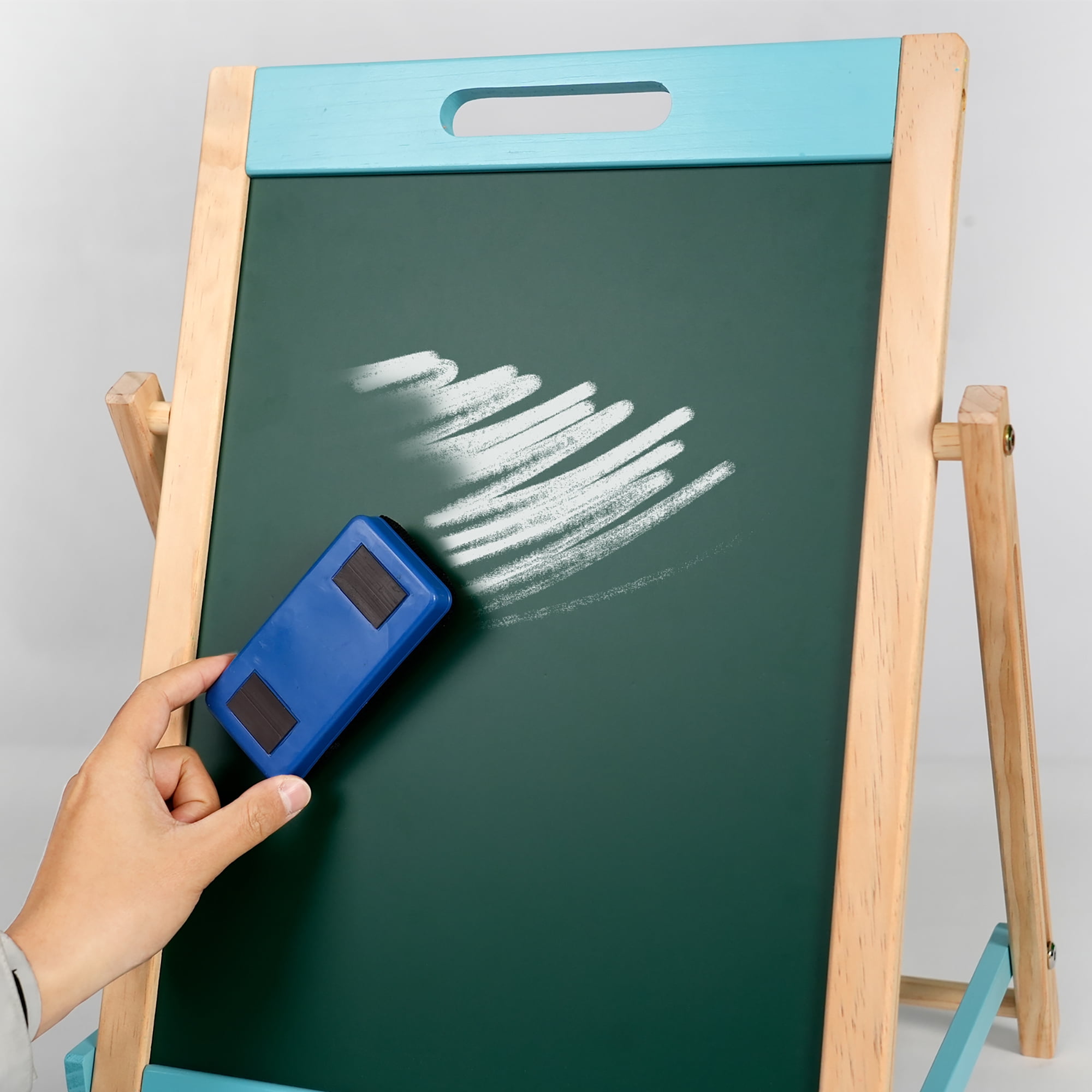 Easy Playhouse: Wooden Tabletop Art Easel - Double-Sided Magnetic Chalk & Whiteboard, Adjustable & Foldable Art Station, Learning Accessories, Kids 3+