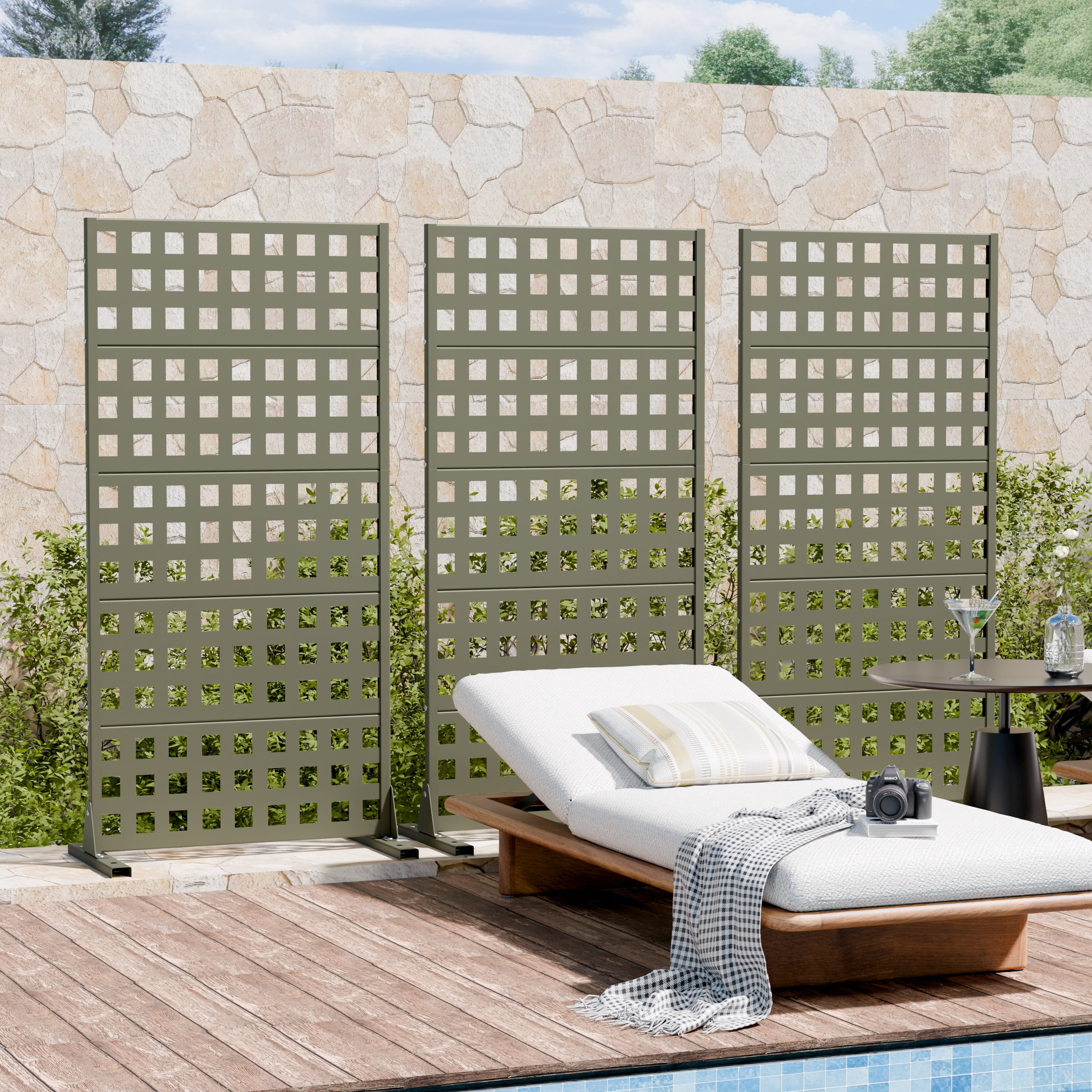 Privacy Metal Screen Fence Panel Horizontal Stripe Pattern
