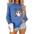 thumbnail image 4 of DORKASM Women's Halloween Costumes Crew Neck Lounge Funny Cute Pumpkin Sweatshirt Long Sleeve Plus Size Comfy 2026 Funny Print Pullover Fall Skeleton Costumes Blue M, 4 of 7