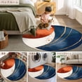 thumbnail image 6 of 6Ft Round Rug, Navy Blue Burnt Orange Non-Skid Rubber Backing Large Area Rugs - Living Room Bedroom Home Office, Modern Boho Art Geometric Indoor Floor Mat Carpets Washable Rug, 6 of 9