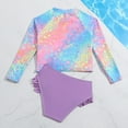 thumbnail image 5 of Kogui Girls 2 Pieces Rash Guard Swimsuit Long Sleeve Tankini (Purple,4-5 Years), 5 of 5