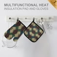 thumbnail image 4 of Yayeee Oven Mitts and Pot Holder Set of 2 Heat Resistant Kitchen Gloves Baking Hot Pad, Green Tartan Pattern, 4 of 5