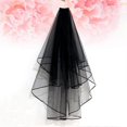 thumbnail image 3 of 1pc Bride Wedding Veil Retro Black Long with Ribbon Border for Women Ladies (Black), 3 of 3