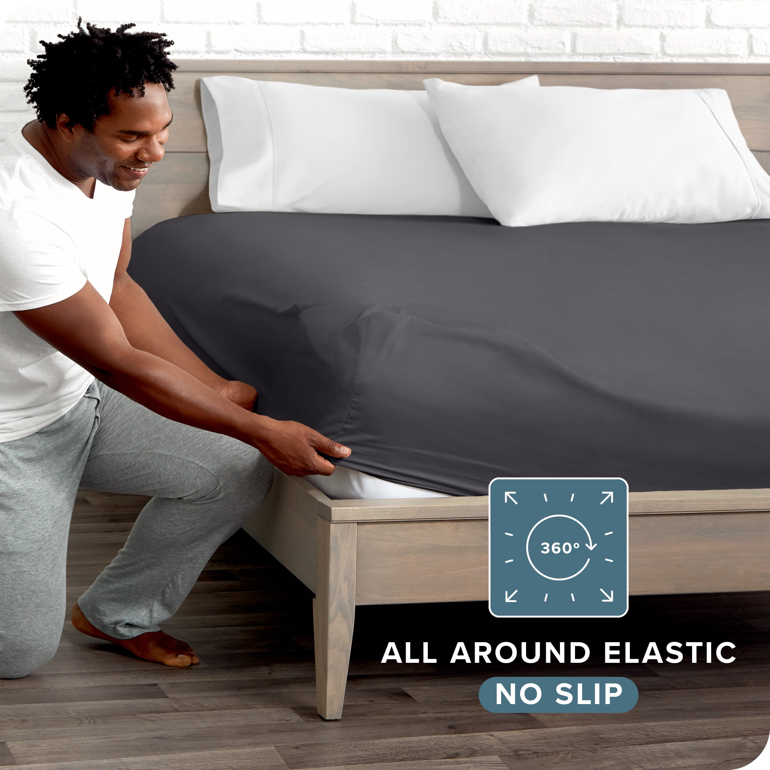 Bare Home Luxury 1800 Collection Fitted Sheet, Ultra-Soft, Deep Pocket, Queen, Forged Iron Gray