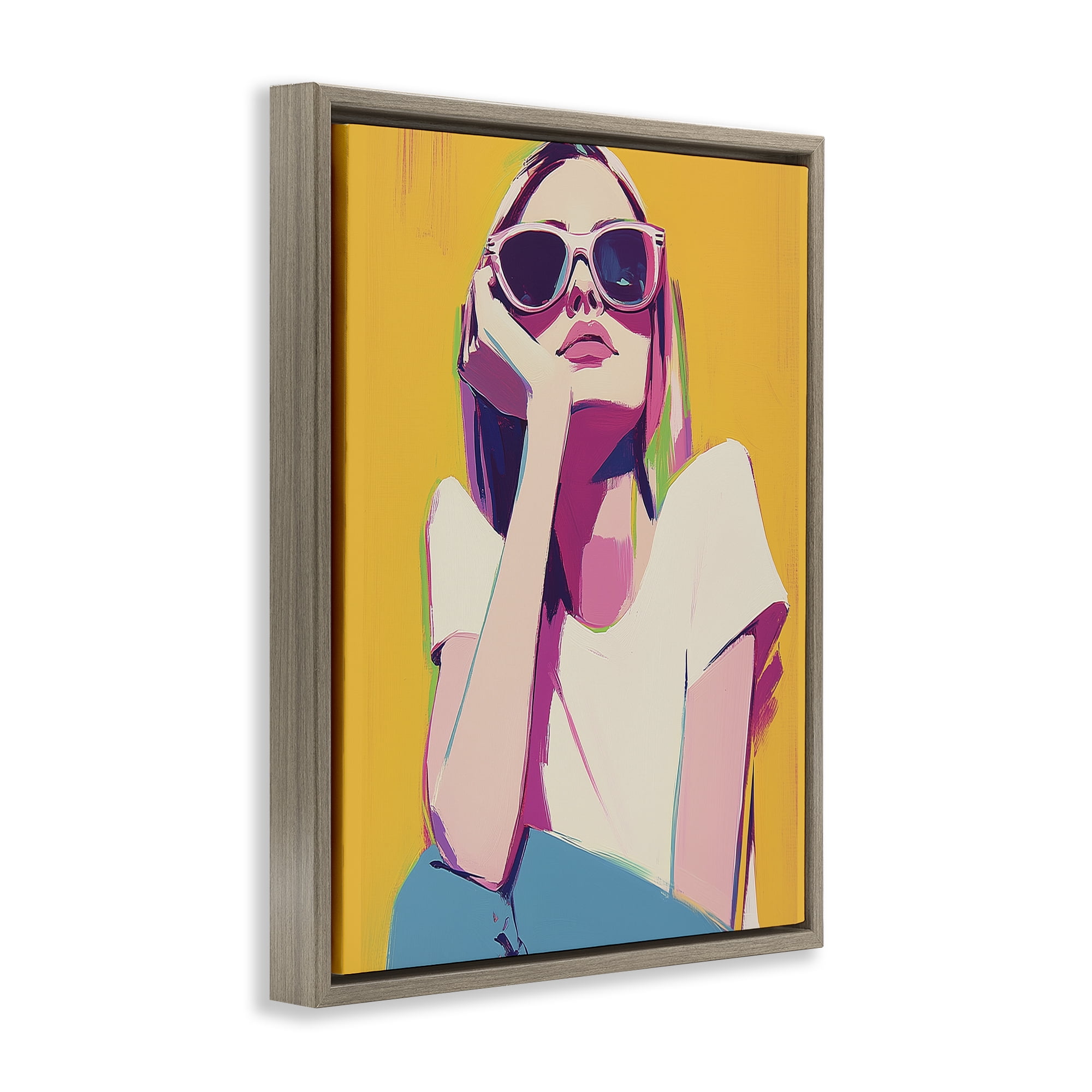 Stupell Industries Chroma Shades Girl Brown Framed Floater Canvas Wall Art, design by Walker Noble