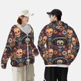 thumbnail image 3 of Rocae Skulls and Flowers Print Breathable Sun Protection Hoodie Quick-Dry Lightweight Long Sleeve Hoodie Unisex Running Sports Shirt 3X-Large, 3 of 9
