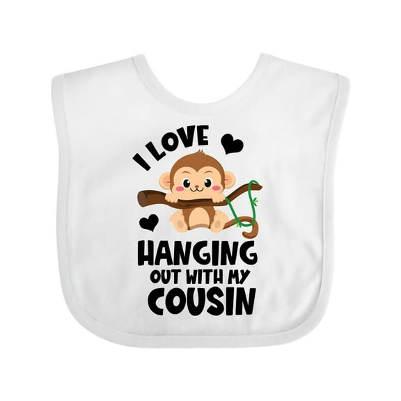 Inktastic Monkey I Love Hanging out with My Cousin Boys or Girls Baby Bib