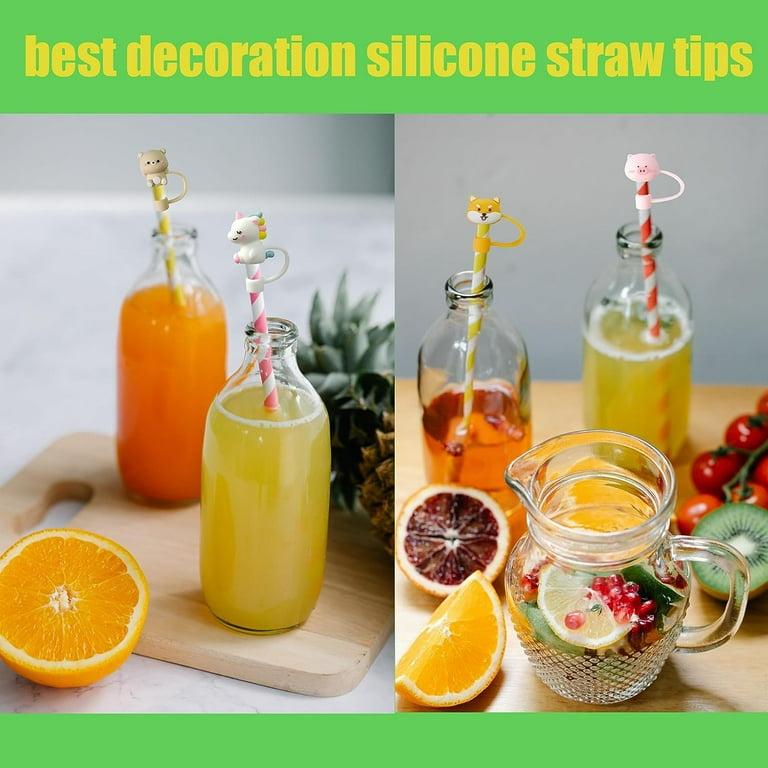 12Pcs Straw Covers Cap for Tumblers, Cute Cartoon Straw Topper, Silicone  Straw Tip Covers for Drinking Straws (12Pcs Anime 8mm 91)
