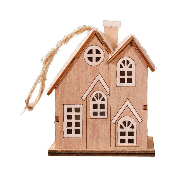 XMMSWDLA Christmas Luminous Wooden Houses Led Light Up Xmas Village Houses Mini Wooden House for Christmas Tree Window Bedroom Decorations Christmas Gifts for Women A
