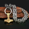 thumbnail image 4 of Thor's Hammer and Double Dragon Head Pendant Necklace - Stainless Steel Chain, Nordic Viking Jewelry Gift, 4 of 5
