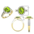 thumbnail image 3 of Dazzlingrock Collection 10X8mm Oval Peridot & Round White Diamond Halo Style Engagement Ring for Women (0.40 ctw, Color I-J, Clarity I1-I2) in 14K Yellow Gold, Size 9.5, 3 of 5