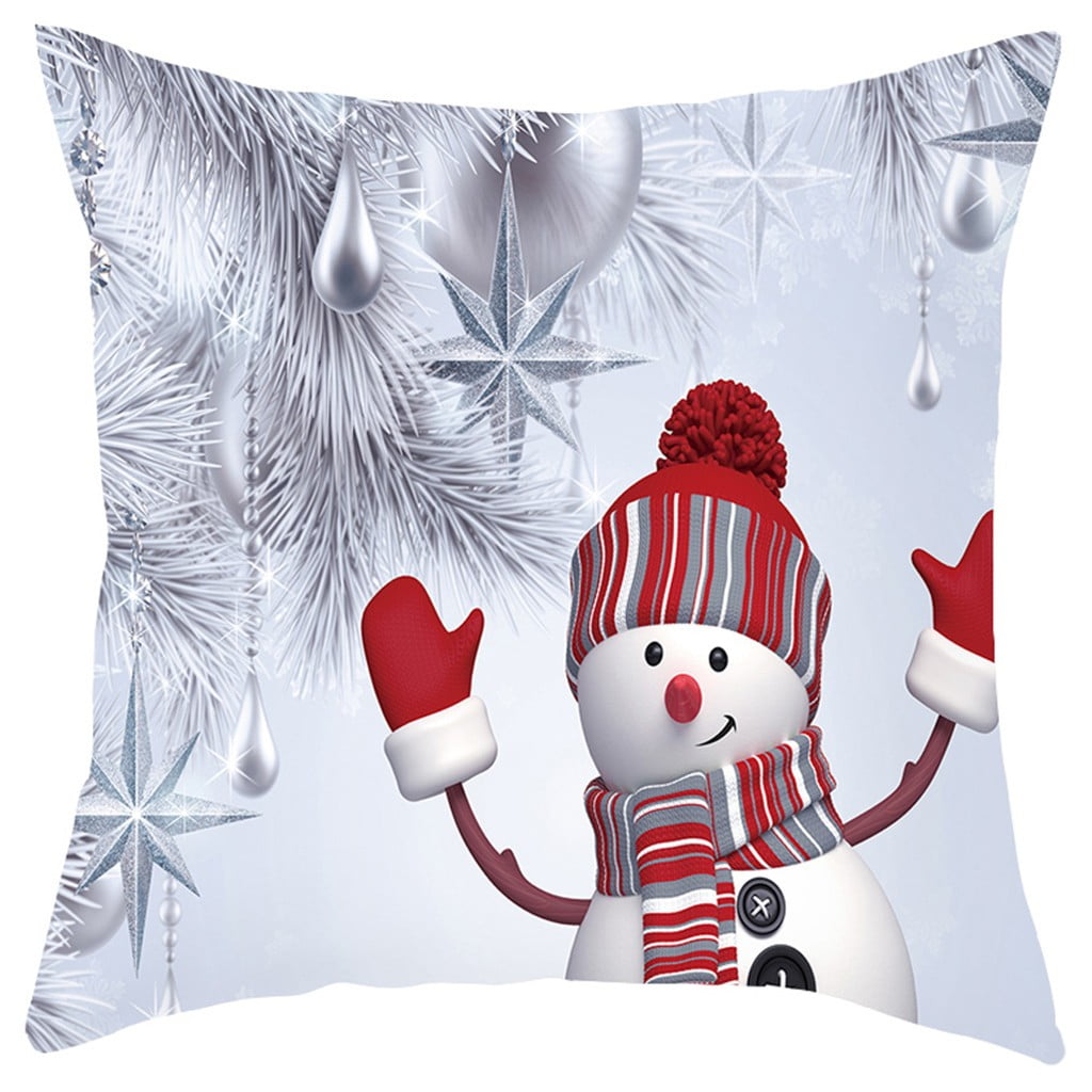 Christmas Sofa Pillow Case 3D Snowman Cushion Cover Decorative Covers Xmas Decor