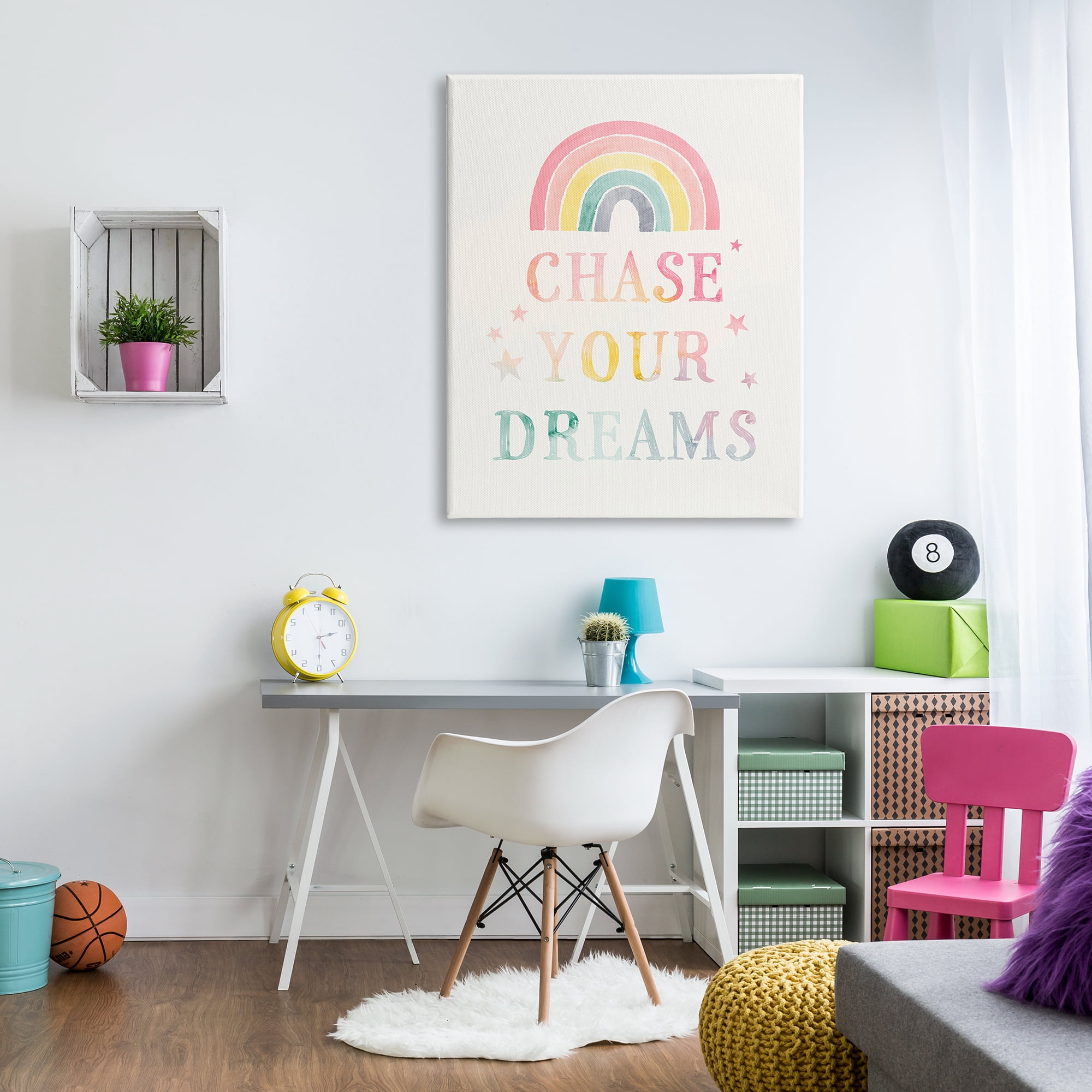 Stupell Industries Chase Your Dreams Starry Rainbow Watercolor Detail Graphic Art Gallery Wrapped Canvas Print Wall Art, Design by Victoria Barnes