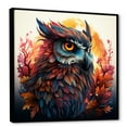 thumbnail image 2 of Designart "Blue and Orange Mysterious Owl IV" Animals Framed Wall Art - Traditional Orange Owl Hallway Framed Wall Art Decor, 2 of 6