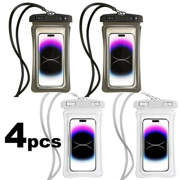 4 PCS Waterproof Phone Pouches – Universal Dry Bag for Smartphones, Water-Resistant Case for Boating, Swimming, Kayaking & Vacation Use
