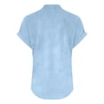 thumbnail image 4 of Womens Shirts Tops Solid Color V-Neck Button Loose Short Sleeved Womens Athletic Tops, 4 of 4