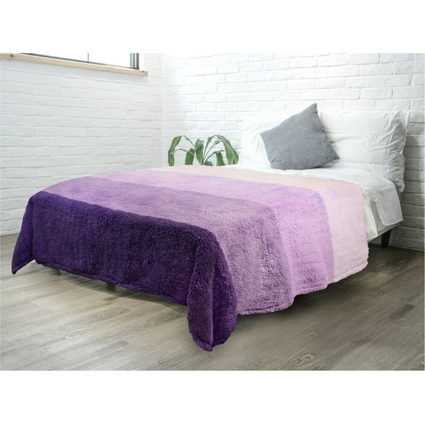 PAVILIA Fluffy Sherpa Throw Blanket Ombre | Gradient Plush ...