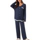 thumbnail image 2 of INSPIRAR CHIC Conjuntos de Pijamas de Modal Casual para Mujeres con Botones y Pantalones Elásticos Suaves XL Azul, 2 of 6