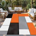 thumbnail image 3 of Fsddascl Burnt Orange Black Grey Outdoor Rug for Patio/Deck, Non-Slip Large Area Rug 6 x 9 Ft, Modern Irregular Geometric Abstract Indoor Outdoor Rugs Washable Area Rugs, Camping Rug Carpet, 3 of 5