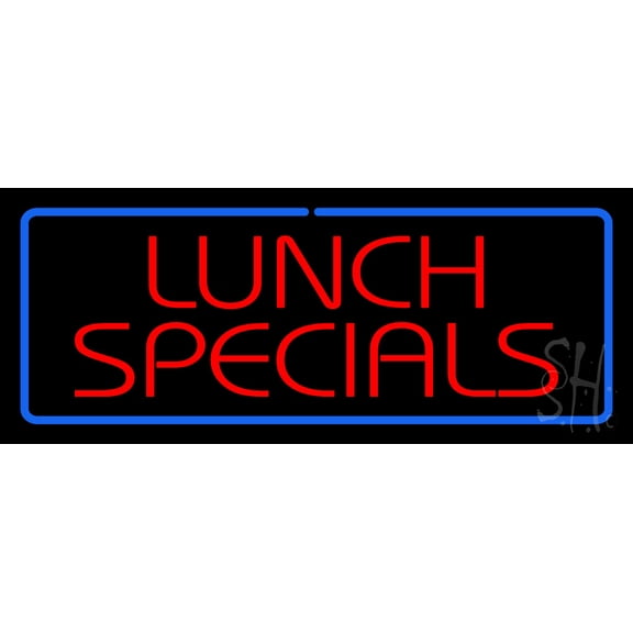Lunch Specials LED Neon Sign 13 x 32 - inches, Black Square Cut Acrylic Backing, with Dimmer - Bright and Premium built indoor LED Neon Sign for restaurant window and interior decor.