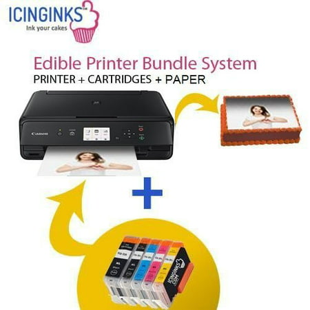Canon Edible Printer Bundle Comes with Edible Cartridges and 20 Wafer Sheets,Canon Pixma TS6120 (Wireless+Scanner) , Best Edible Image Printer, Edible Printer For (Best Printer For Low Usage)