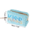 thumbnail image 3 of 1 Pc Bolsa de Maquillaje KISS de Lentejuelas Portátil para Mujeres para Viajes, Vacaciones, Camping, Color Azul de Peluche, 3 of 3