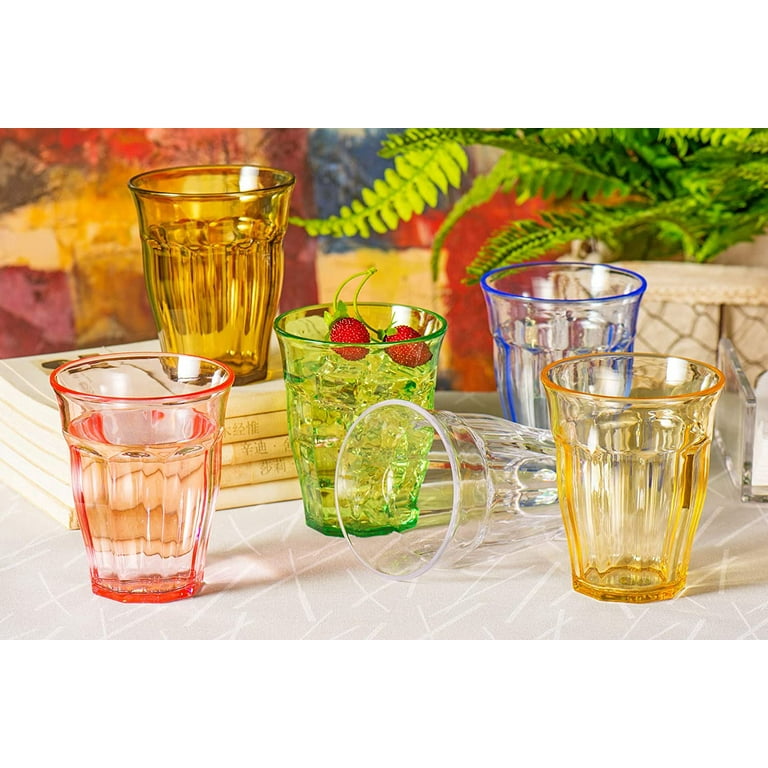Colored Drinking Glasses Set Glassware for Kids Plastic Tumblers