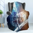 thumbnail image 4 of Outer Space Soft Flannel Fleece Throw Blanket, Spaceman in the Galaxy in Front of Nebula Gas Cloud Interstellar Art Print, Cozy Plush for Indoor and Outdoor Use, 70" x 90", Blue Yellow, by Ambesonne, 4 of 5