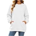 thumbnail image 5 of Horkkom Womens Crewneck Sweatshirt Solid Color Long Sleeve Casual Tops Pleated Soft Pullover Sweatshirts with Pockets, S-2XL, 5 of 8