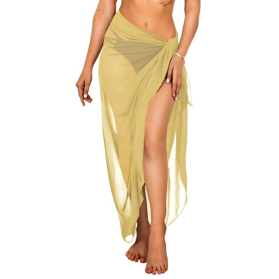 HAPPY BAY Women's Sarong Coverups for Women Swimsuit Swim Cover up Long Beachwear Summer Beach Wraps Skirt Swimwear Bikini Cover-ups One Size Plus Solid, Beige