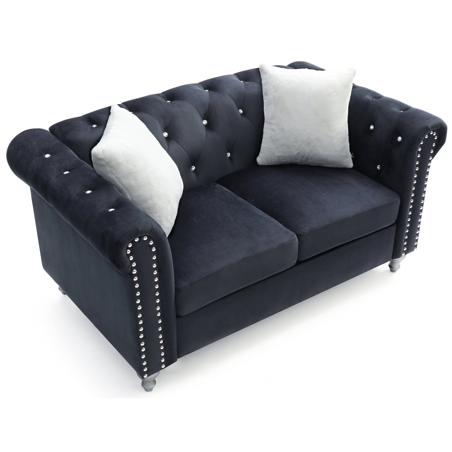 Glory Furniture Raisa Velvet Loveseat in Black