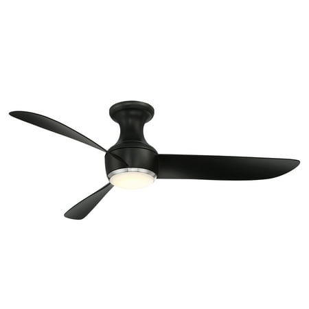 

Corona Indoor and Outdoor 3-Blade Smart Flush Mount Ceiling Fan 52in Brushed Nickel Black 3000K LED Light Kit and Remote Control