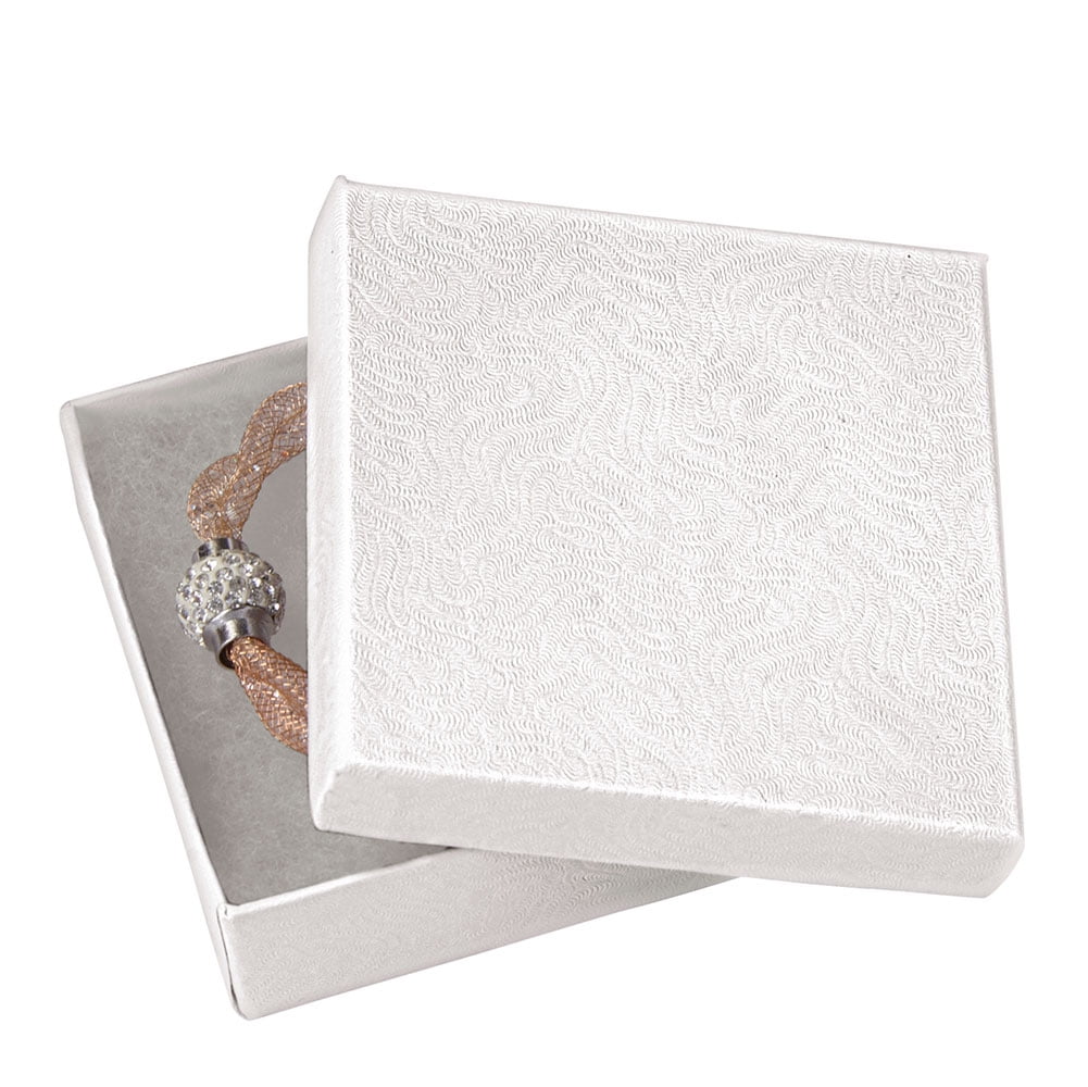 Kraft Cotton Filled Jewelry Boxes Packing Large Jewelry 3½” x 3½” x 1" 
