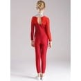 thumbnail image 4 of YiZYiF Kids Girls Full Body Gymnastics Leotard One Piece Ballet Dance Unitard Ice Skating Jumpsuit Red&Burgundy 14, 4 of 7