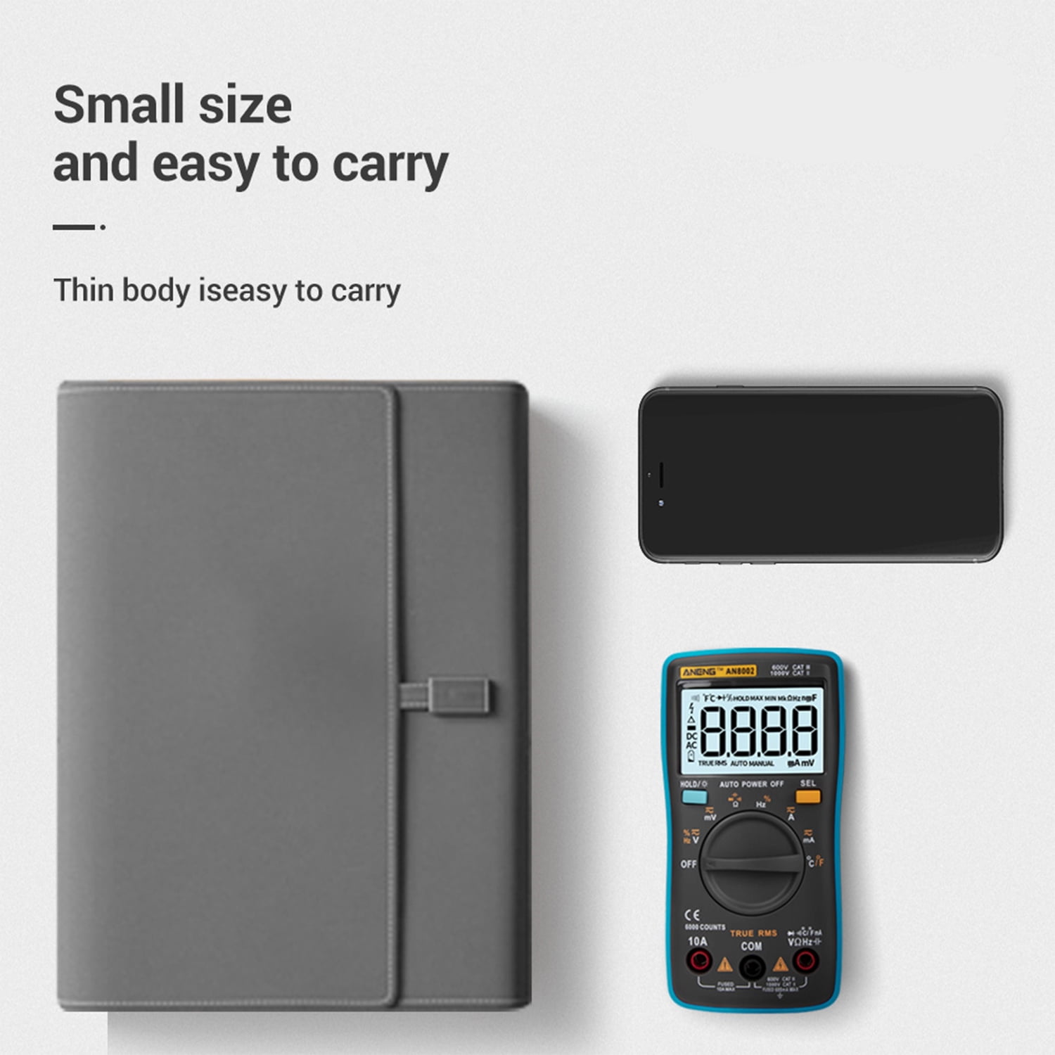 Multi Tester AN8002 6000 Counts True RMS Multifunctional Digital Multimeter Voltmeter Ammeter Handheld Mini Universal Meter High Accuracy Measure Temperature AC/DC Voltage AC/DC Current